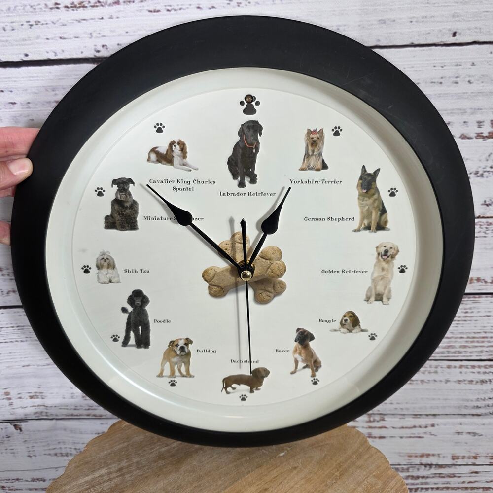 Mark Feldstein & Associates Barking Dog Sounds Wall Clock Black